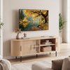 Fluted TV Stand for TVs up to 60" Mid Century Curved Entertainment Center-Natural - Gallery View 1 of 10