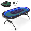 Foldable 10-player poker table with LED lights, USB ports, and green felt surface, ideal for game nights and parties.