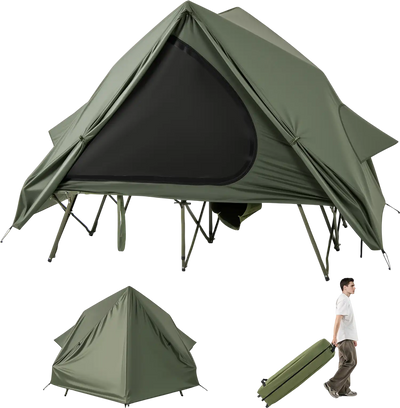 Costway 2-Person Foldable Camping Cot Tent Pop-Up Shelter with Wheeled Bag 11941681 New