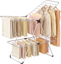 Foldable 2-Tier Clothes Drying Rack Heavy-Duty Aluminum Stainless Steel Laundry Airer