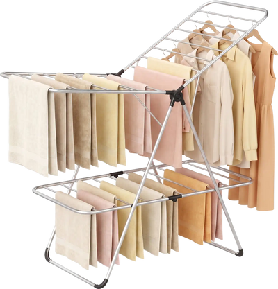 Costway Foldable 2-Tier Clothes Drying Rack Heavy-Duty Laundry Airer 90651541 New