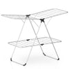 Foldable 2-tier clothes drying rack made of heavy-duty aluminum and stainless steel, ideal for efficient laundry drying.
