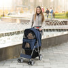 Folding Pet Stroller with Storage Basket and Adjustable Canopy-Navy - Gallery View 1 of 10