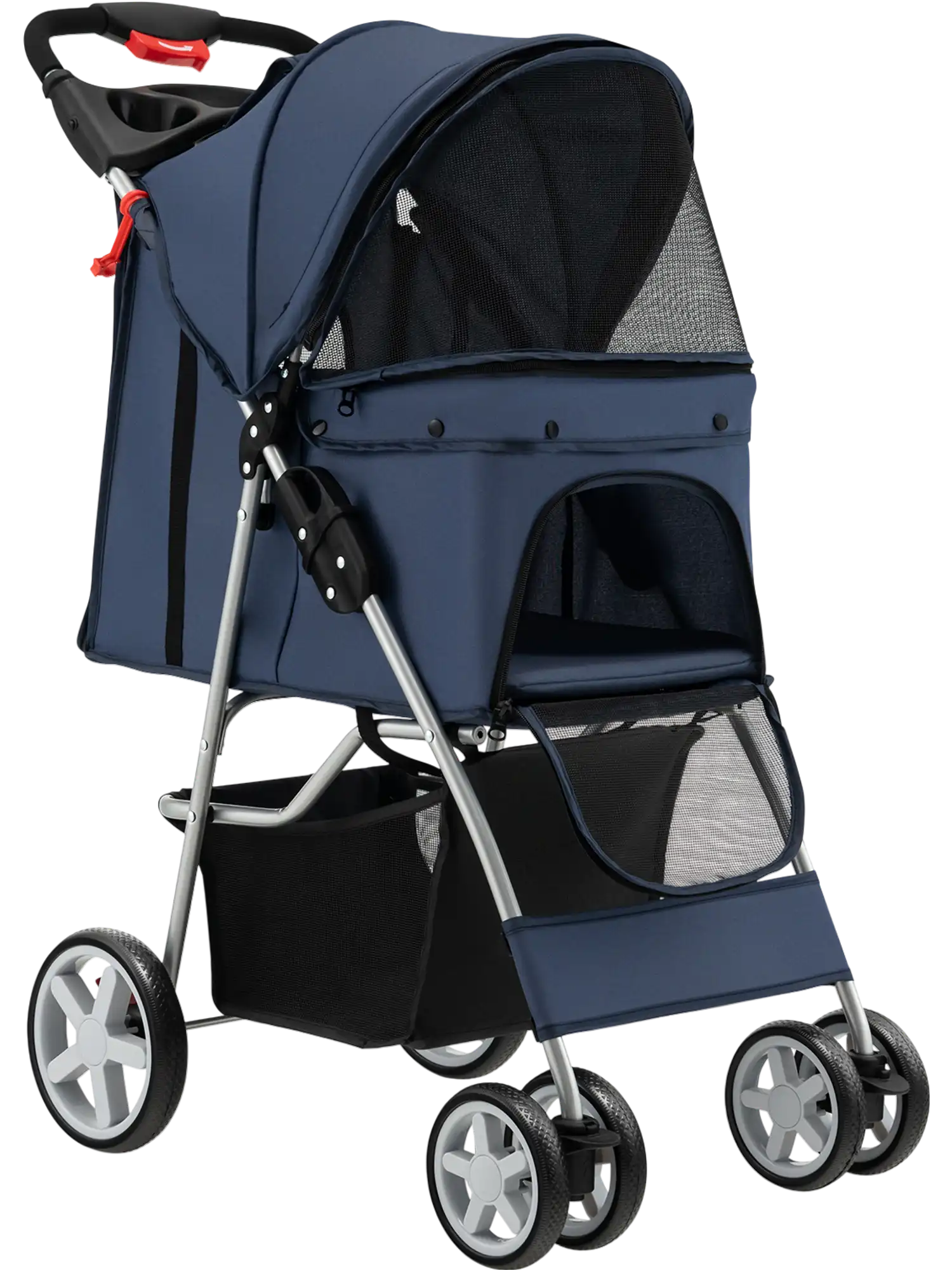 Costway Folding Pet Stroller Adjustable Canopy Storage Basket 94362175 New