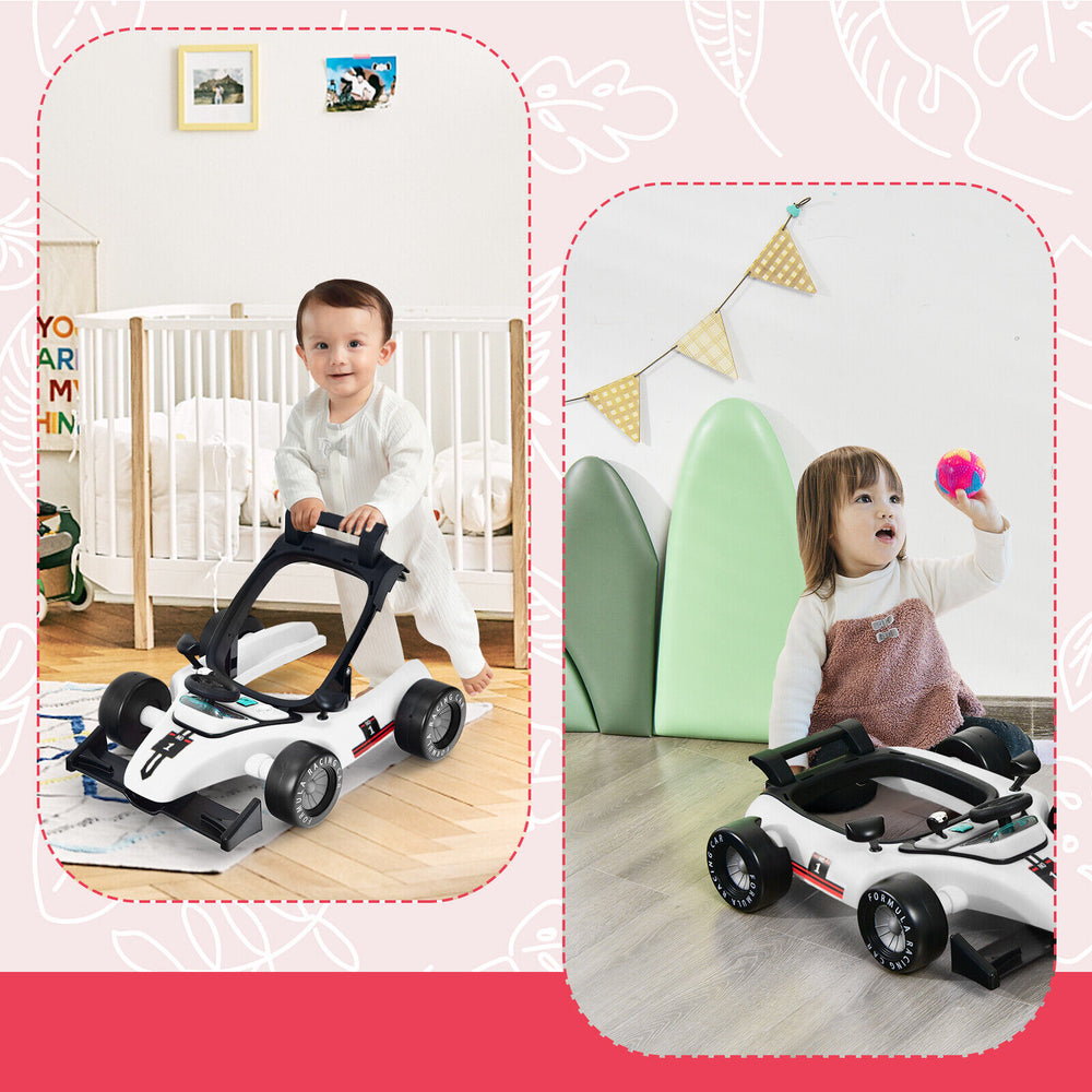 4-in-1 Foldable Activity Push Walker with Adjustable Height-White - Gallery View 1 of 10