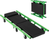 Foldable automotive creeper in green with thick padding, 360° swivel wheels, and a 330 lbs weight capacity for garage use.