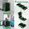 Foldable automotive creeper in green with thick padded cushion and 360° swivel wheels for easy transport and storage.