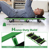 Foldable automotive creeper in green features a padded cushion, 330 lbs capacity, and 360° swivel wheels for easy movement.