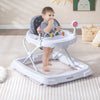 Baby activity walker in gray with round edges, anti-slip footpads, and height adjustment for infants aged 6-36 months.