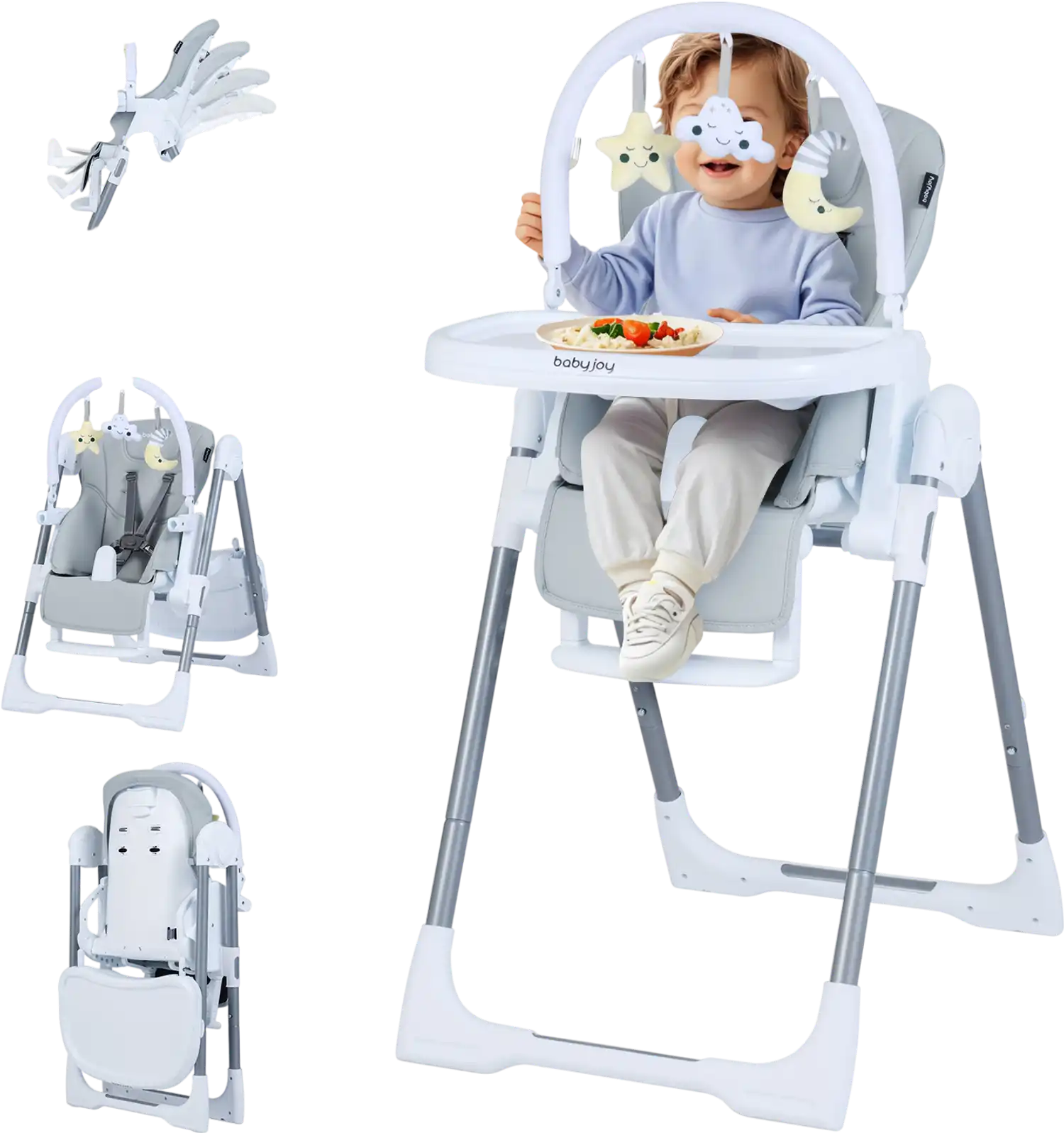 Costway Foldable Baby High Chair Adjustable Height Reclining Seat 29376551 New