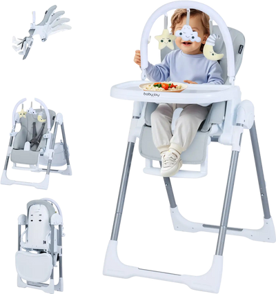 Costway Foldable Baby High Chair Adjustable Height Reclining Seat 29376551 New