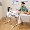 Foldable Baby High Chair with Adjustable Height and Relining Seat-Light Gray - Gallery View 1 of 10