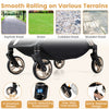 Foldable baby stroller in black features a reversible handle and smooth-rolling wheels for various terrains like grass and asphalt.