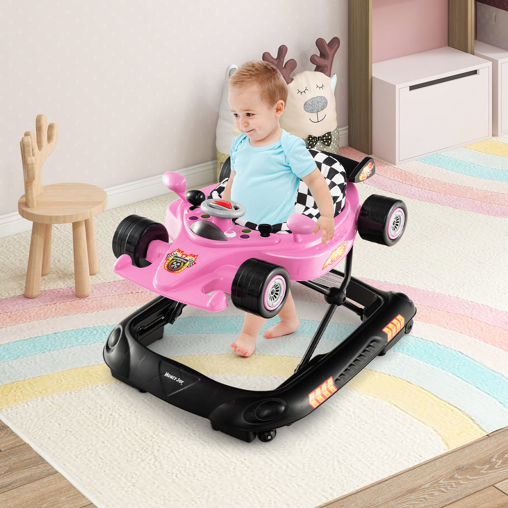 Convertible Baby Walker with 3 Adjustable Height Settings-Pink - Gallery View 1 of 10