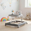 Foldable baby walker in gray with adjustable height, removable seat, and safety features for kids 6-12 months.