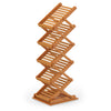 Foldable bamboo magazine rack with a stable base and 5 inclined shelves, designed for easy access to your reading materials.