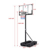 Foldable basketball hoop with adjustable height from 7.54 to 10 ft, featuring a shatterproof PC backboard and stable.