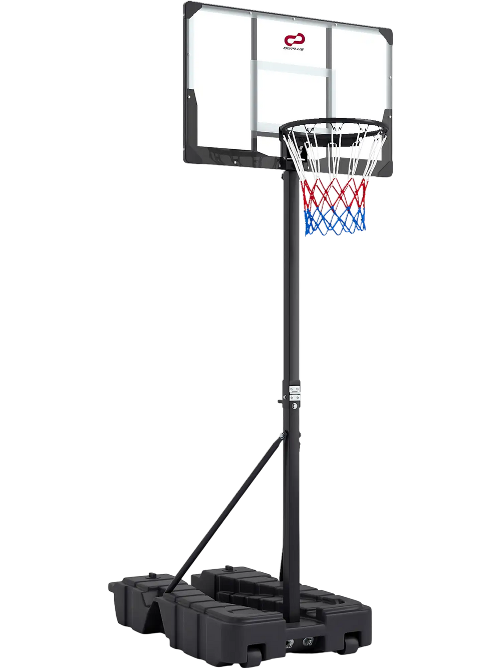 Foldable Basketball Hoop 7.54-10 ft Stepless Adjustable with PC Backboard