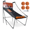 Foldable basketball arcade game with electronic scoring, includes 4 rubber balls and pump, perfect for kids aged 8+.