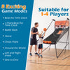 Foldable basketball arcade game with electronic scoring, suitable for 1-4 players, featuring 8 exciting game modes.
