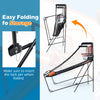 Foldable basketball arcade game with electronic scoring and quick-folding feature for easy storage and fun play.