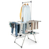 Large foldable clothes drying rack with adjustable wings and hanging bar, ideal for indoor and outdoor use.