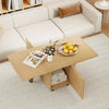 Foldable coffee table in oak with storage cabinet, featuring a rolling design and compact size for space-saving use.