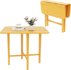 Foldable dining table with natural wood finish, rubber wood legs, and drop leaf design for small spaces, ideal for 2-4.