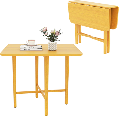 Costway Foldable Dining Table for 2-4 People Rubber Wood Legs Small Space 96302015 New