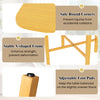 Foldable dining table with rubber wood legs, featuring safe round corners and stable X-shaped frame for small spaces.