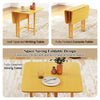 Foldable dining table with rubber wood legs, showcasing half-open and fully opened designs for small spaces.