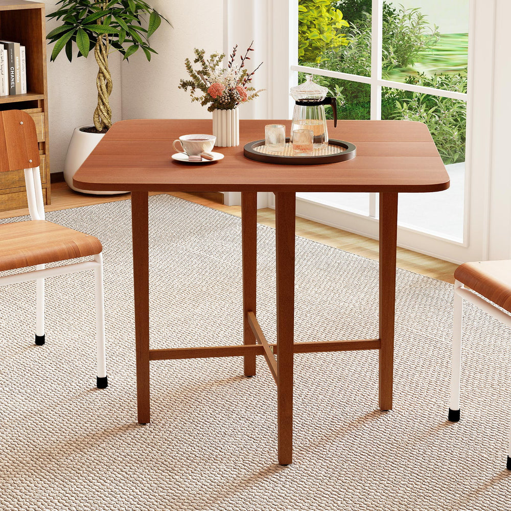 Foldable Dining Table for 2-4 People with Rubber Wood Legs for Small Space-Walnut - Gallery View 1 of 10