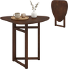 Foldable triangular dining table with walnut finish, perfect for small spaces and daily meals for two.