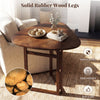 Triangular foldable dining table with walnut finish and solid rubber wood legs, perfect for small spaces and meals for.