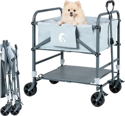 Costway Foldable Adjustable Height Dog Bath Cart w/ 4 Wheels 74397129 New