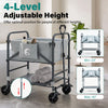 Foldable dog bath cart in gray with 4-level adjustable height, detachable care board, and smooth-rolling wheels for pets.