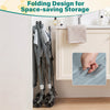 Foldable dog bath cart in gray features adjustable height, 4 wheels for mobility, and space-saving design for easy storage.