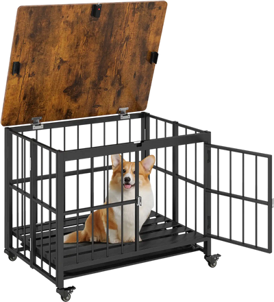 Costway Foldable Dog Crate Furniture Lockable Door Removable Tray 23006339 New
