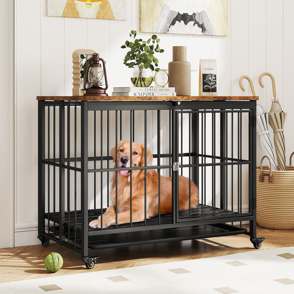 Foldable Dog Crate Furniture with Removable Tray and Lockable Door-L - Gallery View 1 of 11