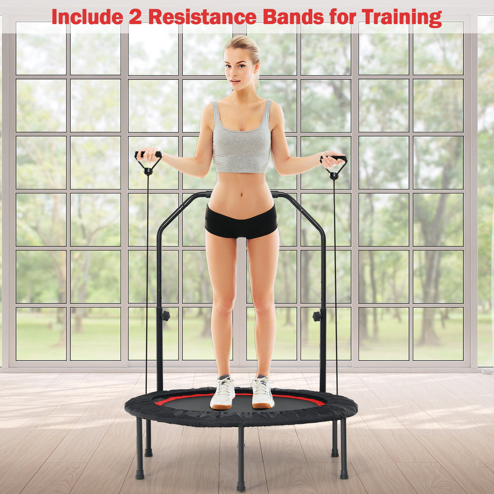 40 Inch Foldable Fitness Rebounder with Resistance Bands Adjustable Home-Red - Gallery View 1 of 10