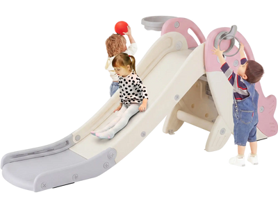 Costway Foldable Freestanding Baby Kids Slide Climber Playset Basketball Hoop 185639472 New