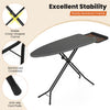Foldable full-size ironing board with a heat-resistant surface and sturdy aluminum frame, ideal for small laundry rooms.