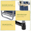 Detachable tool pouch for the foldable garden kneeler and seat, featuring a robust metal frame and non-slip foot pads.