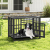 Heavy-duty metal dog cage with lockable doors and wheels, featuring a spacious interior for medium and small dogs.