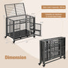 Foldable heavy-duty metal dog cage with lockable doors and universal wheels, designed for medium and small dogs.