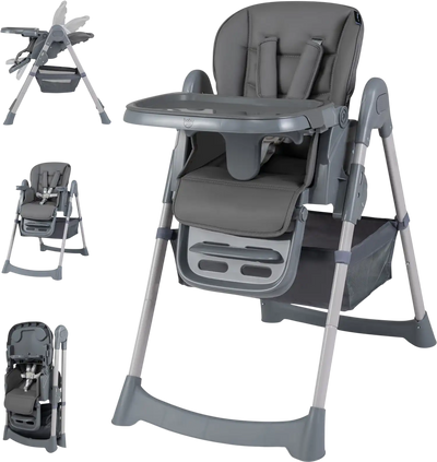 Costway Foldable Baby Toddler High Chair 7-Level Height Adjustment 46161578 New