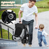 Foldable infant pram stroller with a reversible seat, lightweight aluminum frame, and adjustable backrest for comfort.