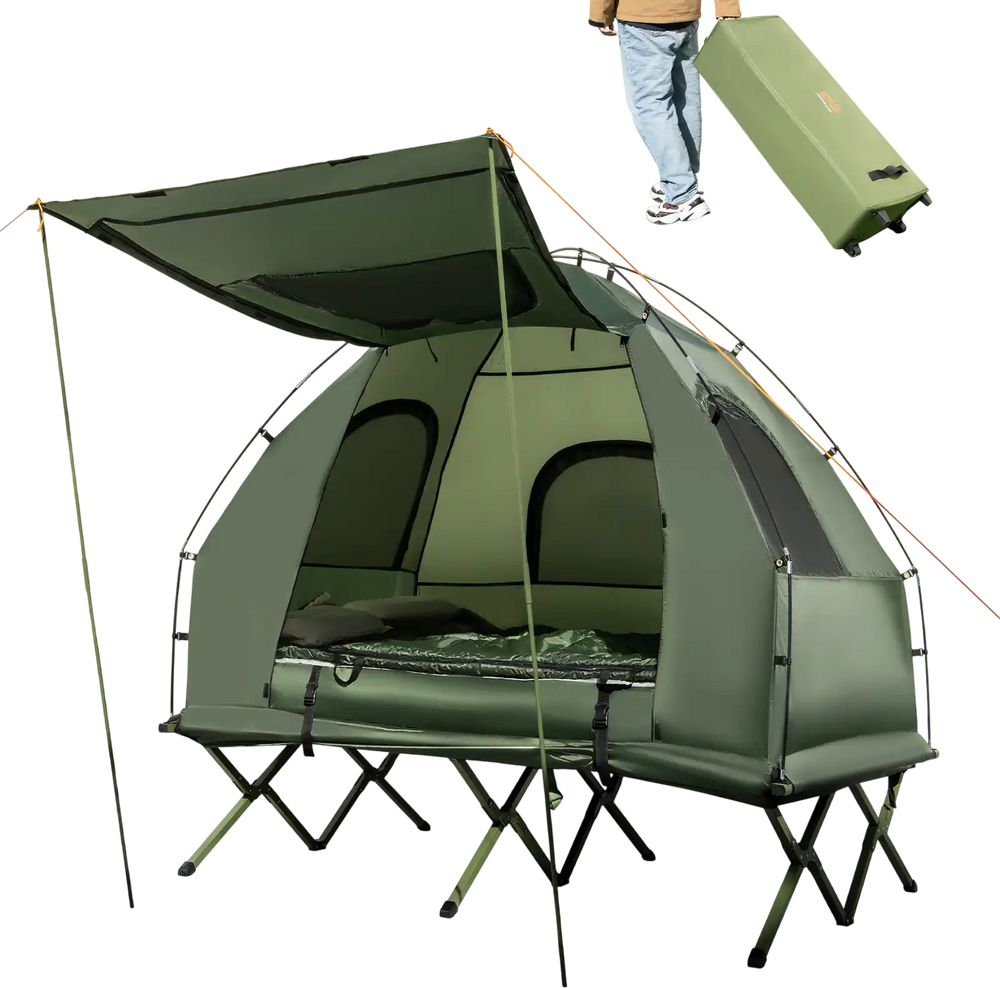 5-in-1 2-Person Foldable Outdoor Camping Tent Cot with Air Mattress and Sleeping Bag