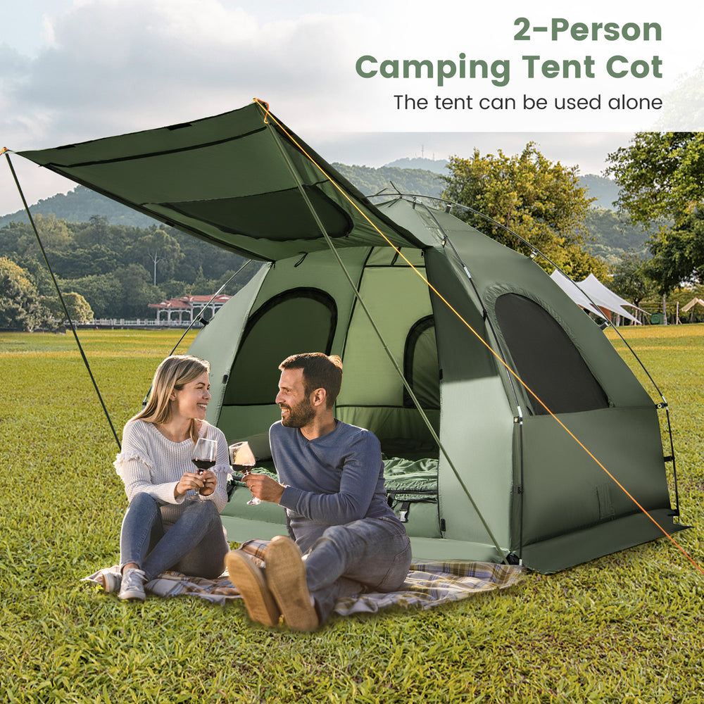 Costway 2-Person Compact Portable Pop-Up Tent Air Mattress & Sleeping Bag