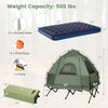 5-in-1 2-person camping tent cot with air mattress, sleeping bag, and wheeled bag, ideal for outdoor activities.